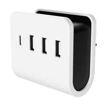 GAO 0020820103 USB 4-es töltőadapter 3xUSB-A+1xC telefontartóval (0435H)