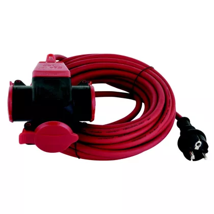   GAO 006716 Földelt lengő hosszabbító, kültéri, 3db dugaljjal, 10m, H07RN-f 3x1,5, IP44