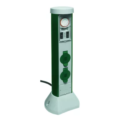   GAO 0068206251 Kerti energiaoszlop 2 dugaljjal, mechanikus időkapcsolóval, GreenCraft 5m vezetékkel IP44