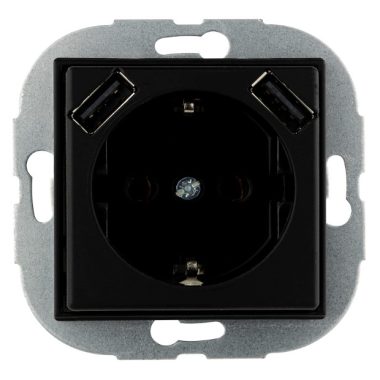 GAO 0221132706 "Soft Touch" Optima egyes dugalj, USB aljzattal, fekete