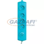   GAO 0376H Asztali elosztó 4-es, 1.4m, 3x1.5, türkiz, lábkapcsolóval; 250V, 16A, 1.4m, H05VV-F 3x1.5 mm², IP20