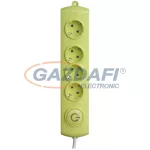   GAO 0377H Asztali elosztó 4-es, 1.4m, 3x1.5, zöld, lábkapcsolóval; 250V, 16A, 1.4m, H05VV-F 3x1.5 mm², IP20