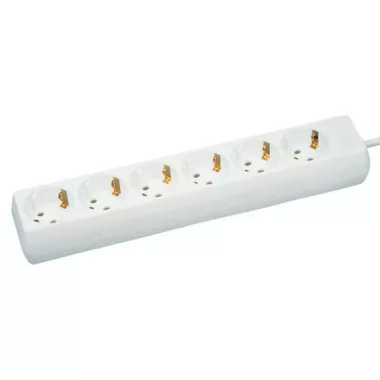 GAO 0512392555 Asztali elosztó 6-os, 5m, 3x1.5, fehér; 250V, 10A, 5.0m, H05VV-F 3x1.5mm² , IP20