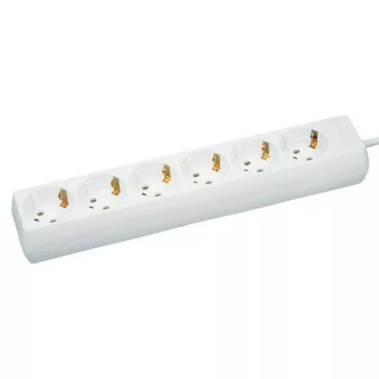   GAO 0512392555 Asztali elosztó 6-os, 5m, 3x1.5, fehér; 250V, 10A, 5.0m, H05VV-F 3x1.5mm² , IP20