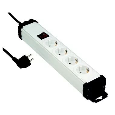 Gao  12427  Hálózati elosztó 4db aljzat 2fm vezetékkel, kapcsolóval, szerelhető fehér 