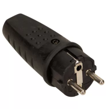 GAO 63076 Földelt lengő dugó (gumi), középső kivezetéses, fekete színben, IP44