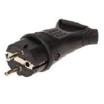   GAO 63079 Földelt lengődugó(gumi), középső kivezetéses, kihúzó füllel, fekete, IP44