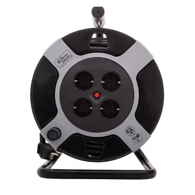 GAO 6901H 4 férőhelyes kábeldob, thermo kapcsolóval, 50m-es H05VV-F 3x1,5mm2, fekete / piros, 230V~ 50Hz, 10A, max .: 2300W GAO 6901H 4 férőhelyes kábeldob, thermo kapcsolóval, 50m-es H05VV-F 3x1,5mm2, fekete / piros, 230V~ 50Hz, 10A, max .: 2300W