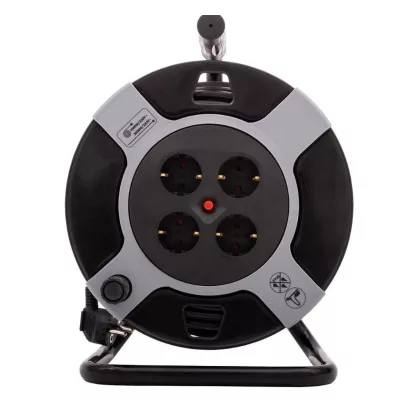 GAO 6901H 4 férőhelyes kábeldob, thermo kapcsolóval, 50m-es H05VV-F 3x1,5mm2, fekete / piros, 230V~ 50Hz, 10A, max .: 2300W GAO 6901H 4 férőhelyes kábeldob, thermo kapcsolóval, 50m-es H05VV-F 3x1,5mm2, fekete / piros, 230V~ 50Hz, 10A, max .: 2300W
