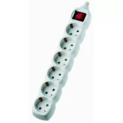   GAO 7105H Asztali elosztó 6-os kapcsolóval, 3m, 3x1.5, fehér; 250V, 10A, 3.0m, H05VV-F 3x1.5mm² , IP20