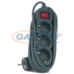   GAO 7190H Asztali elosztó 3-as kapcsolóval, 3m, 3x1.5, zöld; 250V, 16A, 3.0m, H05VV-F 3x1.5 mm², IP20