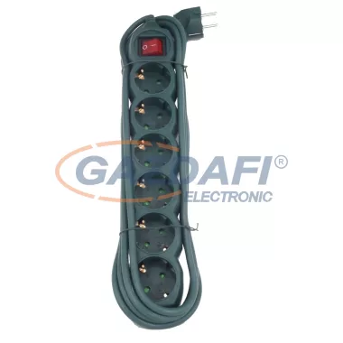GAO 7192H Asztali elosztó 6-os kapcsolóval, 3m, 3x1.5, zöld; 250V, 10A, 3.0m, H05VV-F 3x1.5mm² , IP20