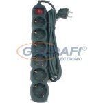   GAO 7193H Asztali elosztó 6-os kapcsolóval, 5m, 3x1.5, zöld; 250V, 10A, 5.0m, H05VV-F 3x1.5mm² , IP20