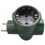 GAO 7196H Grounded T Distributor 3, Green; 250V, 16A