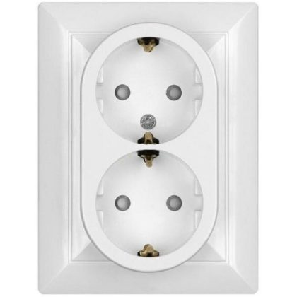 GAO 8707H OPAL recessed socket, double, with frame, white