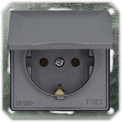   GAO 8714H OPAL countersunk socket, single, without frame, earthed pin cover, graphite