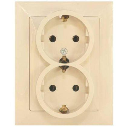 GAO 8726H OPAL flush socket, double, with frame, beige