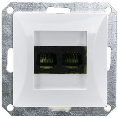 GAO 8737H OPAL recessed double LAN / telephone socket RJ-45 without frame, white