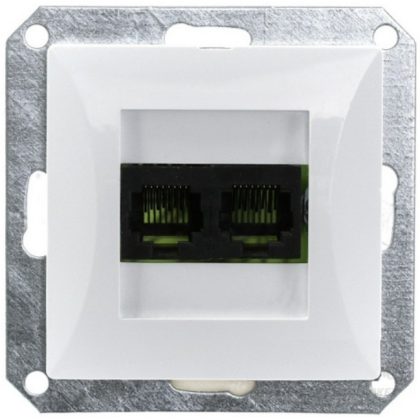   GAO 8737H OPAL recessed double LAN / telephone socket RJ-45 without frame, white