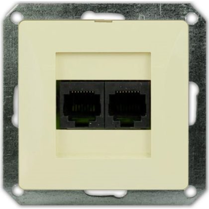   GAO 8748H OPAL Recessed Dual LAN / Telephone Socket RJ-45 Without Frame, Beige