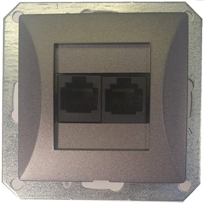  GAO 8759H OPAL Recessed Double LAN / Telephone Socket RJ-45 Without Frame Graphite