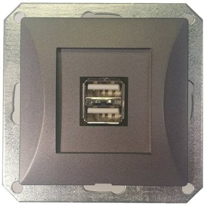   GAO 8761H OPAL recessed double USB socket without frame, graphite