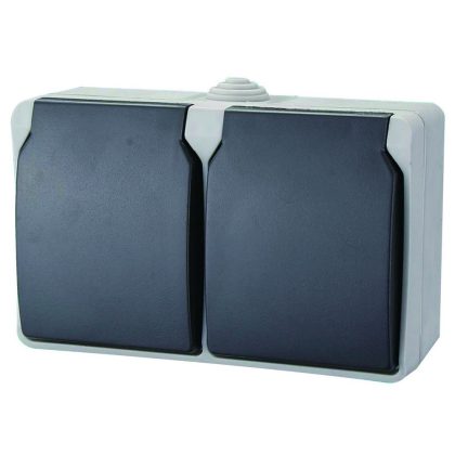   GAO 9872H AQUATOP fk. 2 férőhelyes dugalj, vízszintes IP54 szürke