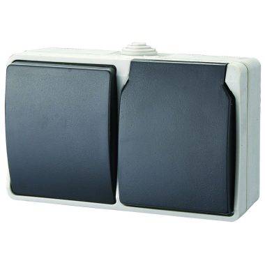 GAO 9873H AQUATOP fk. váltókapcsoló + dugalj, vízszintes IP54 szürke