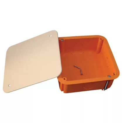 TRACON GD100 Gipszkarton doboz, sima, fedéllel, narancssárga 100×100×45mm