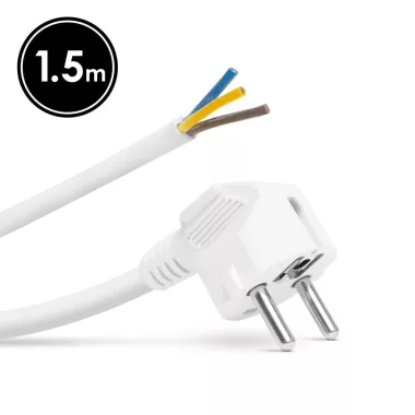 DELIGHT 05941A Hálózati szerelhető tápkábel dugóval - 1,5 m kábellel - 3 x 1,5 mm² - fehér