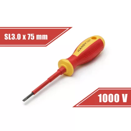 HANDY 10560 Csavarhúzó - 0,5 x 3.0 x 75 mm - 1000V-ig szigetelt HANDY 10560 Csavarhúzó - 0,5 x 3.0 x 75 mm - 1000V-ig szigetelt