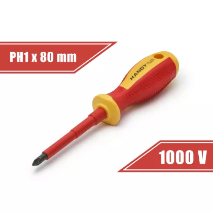 HANDY 10567 Csavarhúzó - PH1 x 4,5 x 80 mm - 1000V-ig szigetelt HANDY 10567 Csavarhúzó - PH1 x 4,5 x 80 mm - 1000V-ig szigetelt