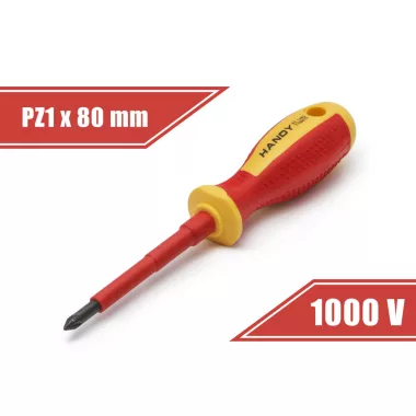 HANDY 10571 Csavarhúzó - PZ1 x 80 mm - 1000V-ig szigetelt HANDY 10571 Csavarhúzó - PZ1 x 80 mm - 1000V-ig szigetelt