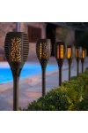 GARDEN OF EDEN 11262C LED-es szolár lámpa - leszúrható - lángeffekt - 12 sárga LED - műanyag - fekete - 10 x 58 cm
