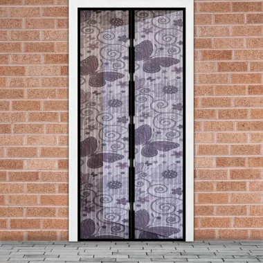 GARDEN OF EDEN 11398G Szúnyogháló függöny ajtóra - mágneses - 100 x 210 cm - Lila pillangó
