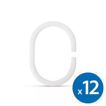 BEWELLO 11520B Zuhanyfüggöny-karika - műanyag, ovális - 12 db / csomag BEWELLO 11520B Zuhanyfüggöny-karika - műanyag, ovális - 12 db / csomag