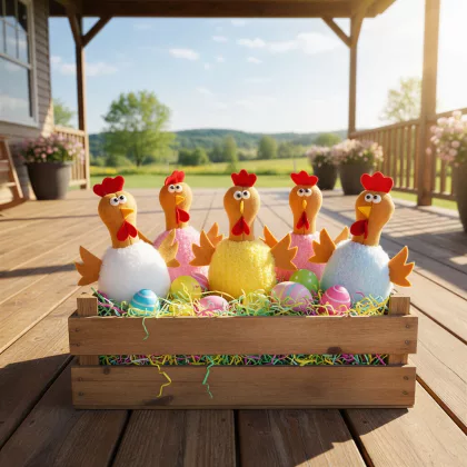 GLOBIZ 11583 Textil dekoráció - csirke - 23 cm - 5 féle GLOBIZ 11583 Textil dekoráció - csirke - 23 cm - 5 féle