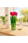 GLOBIZ 11897A Műnövény dekoráció - tulipán - piros - 26 x 6,5 cm