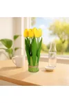 GLOBIZ 11897B Műnövény dekoráció - tulipán - sárga - 26 x 6,5 cm