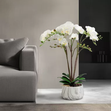 GLOBIZ 11900B Műnövény dekoráció - orchidea - fehér - 58 cm GLOBIZ 11900B Műnövény dekoráció - orchidea - fehér - 58 cm