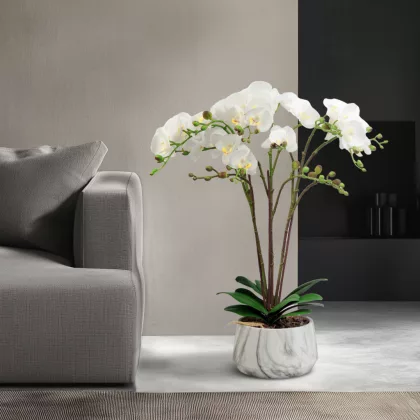   GLOBIZ 11900B Műnövény dekoráció - orchidea - fehér - 58 cm