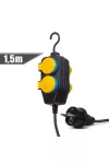DELIGHT 20223D Kültéri elosztó fedéllel - 1,5 m - 4 x 230V - 3 x 1,5 mm2, gumi  - IP44