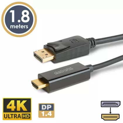 DELIGHT 20334 DisplayPort - HDMI kábel - 1.4 - 4K - 1,8 m DELIGHT 20334 DisplayPort - HDMI kábel - 1.4 - 4K - 1,8 m