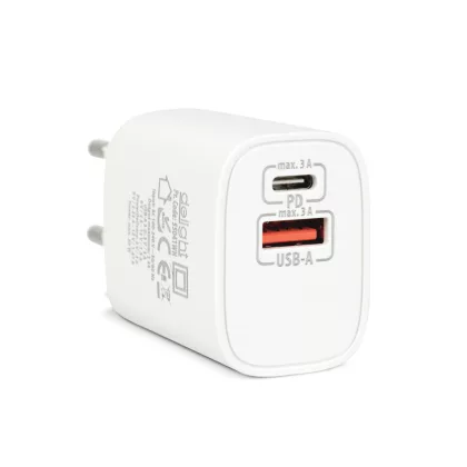   DELIGHT 55041WH Hálózati Adapter USB + Type-C PD20W gyorstöltéssel - fehér