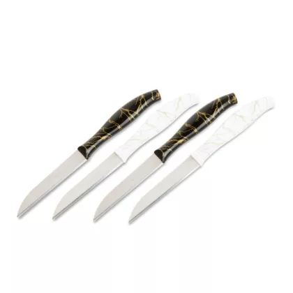 BEWELLO 56316A Konyhai kés készlet - 15 cm - fekete/fehér - 4 db / csomag