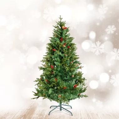 GLOBIZ 56481C Műfenyő - 180 cm - PE / PVC - piros bogyóval