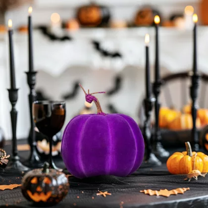 FAMILY 56540B Halloween-i tök dekoráció - 16,5 cm - lila - habszivacs - glitteres FAMILY 56540B Halloween-i tök dekoráció - 16,5 cm - lila - habszivacs - glitteres