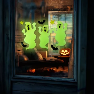 FAMILY 56543B Halloween-i foszforeszkáló ablakdekor - szellem - 29 x 16 cm FAMILY 56543B Halloween-i foszforeszkáló ablakdekor - szellem - 29 x 16 cm
