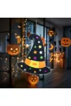 FAMILY 56555B Halloween-i dekoráció - boszorkánykalap - akasztható - filc - 38 x 33 cm