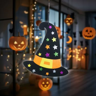 FAMILY 56555B Halloween-i dekoráció - boszorkánykalap - akasztható - filc - 38 x 33 cm FAMILY 56555B Halloween-i dekoráció - boszorkánykalap - akasztható - filc - 38 x 33 cm